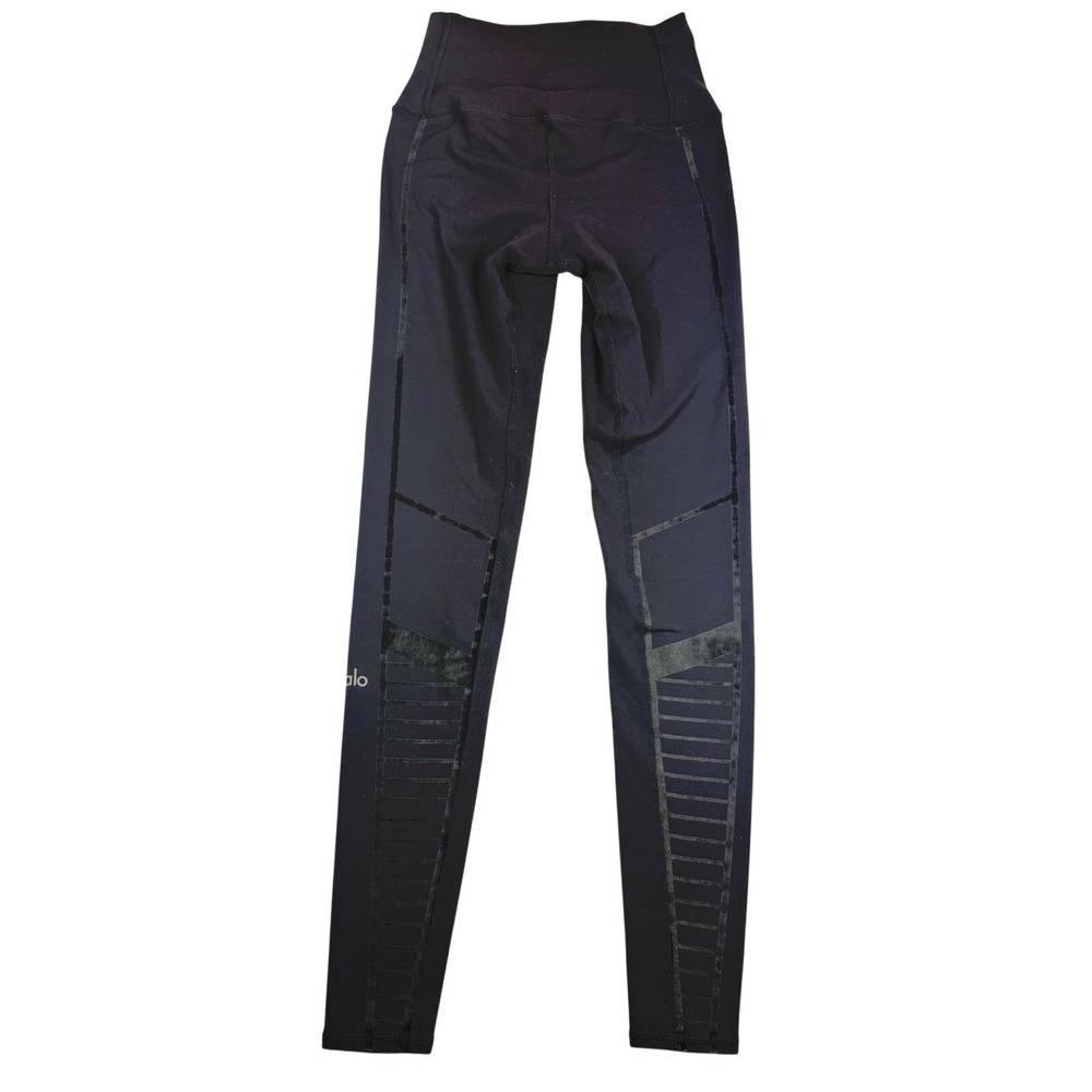 ALO Yoga Moto Leggings‎ Black High Waist Performance Activewear Womens XS - Picture 5 of 7